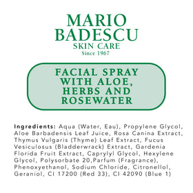 Mario Badescu Facial Spray with Aloe, Herbs and Rose Water ingredients list