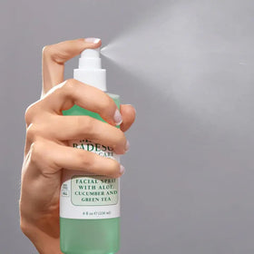 Mario Badescu Facial Spray with ingredients displayed