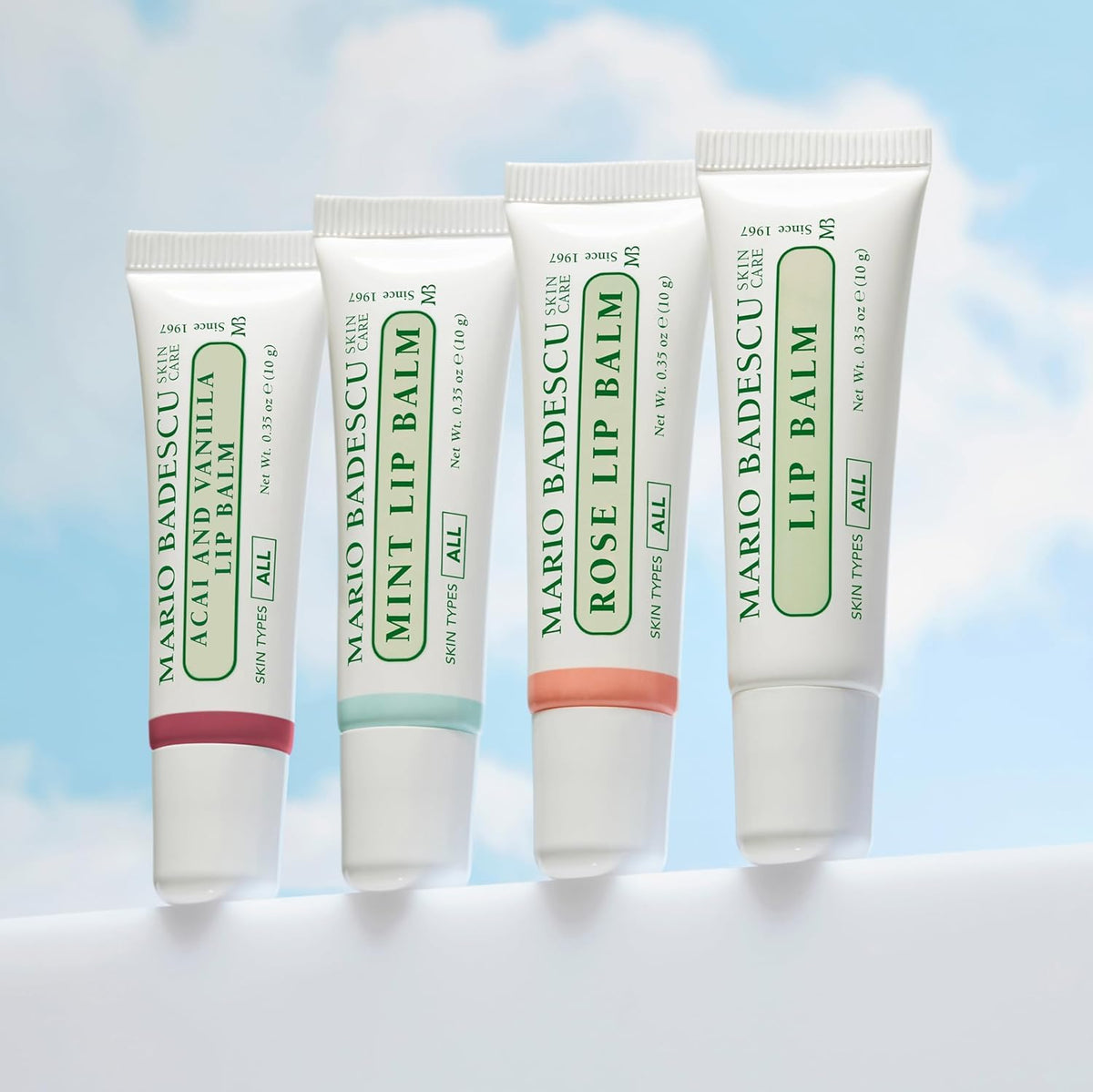 Mario Badescu lip balm displayed with a soft background