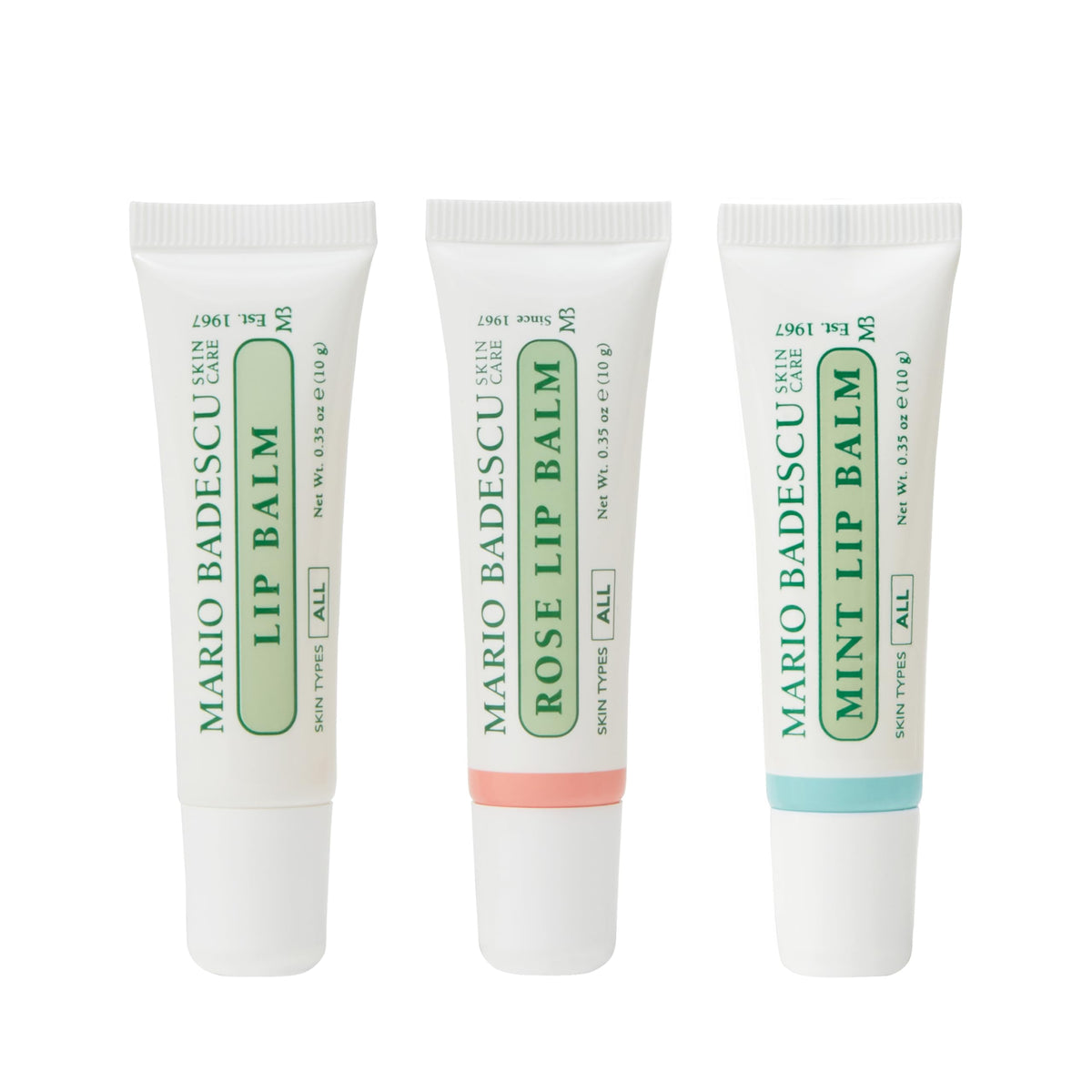 Mario Badescu Lip Balm Trio Pack with Mint, Rose, and Original balms