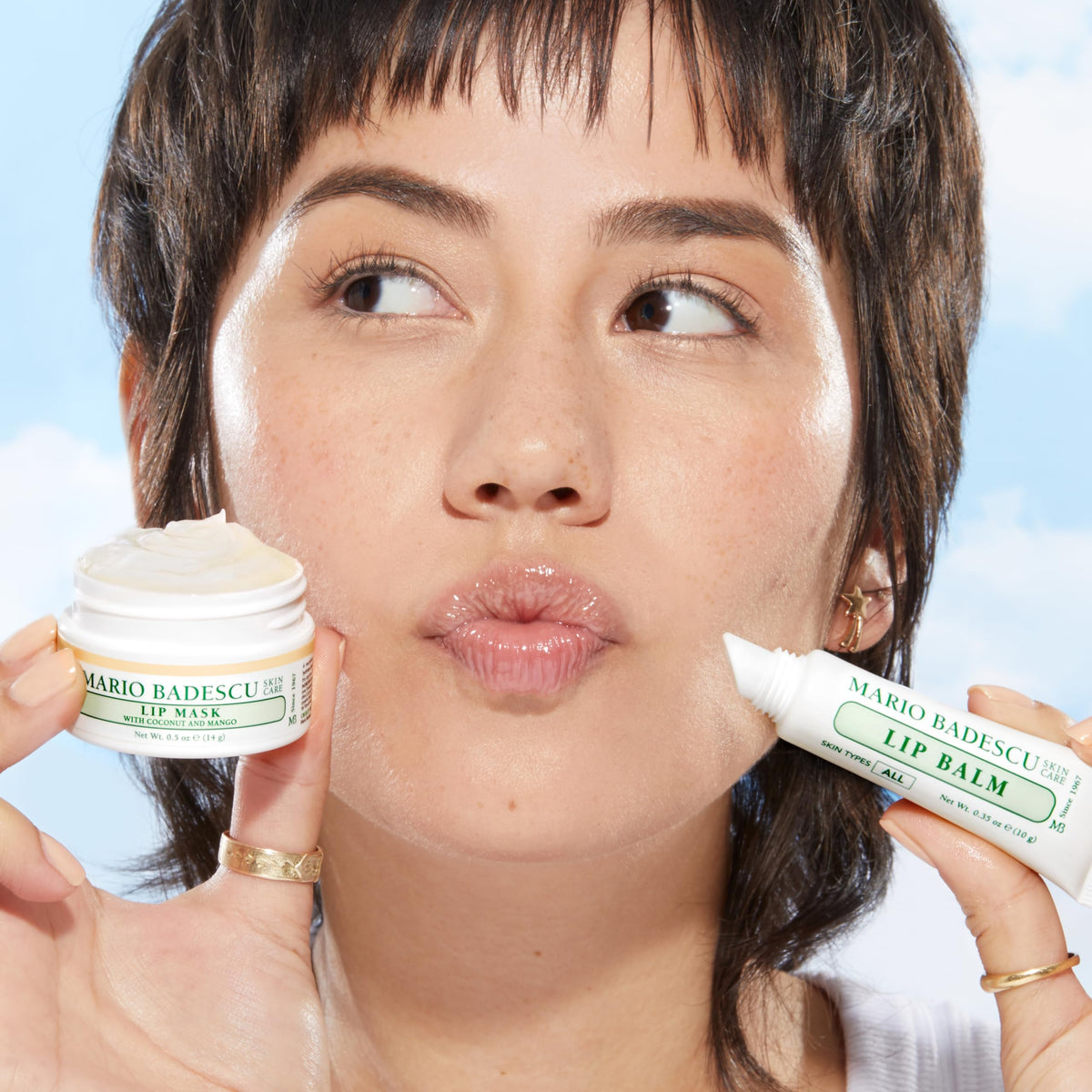 Mario Badescu Lip Mask Coconut and Mango with coconut and mango fruits