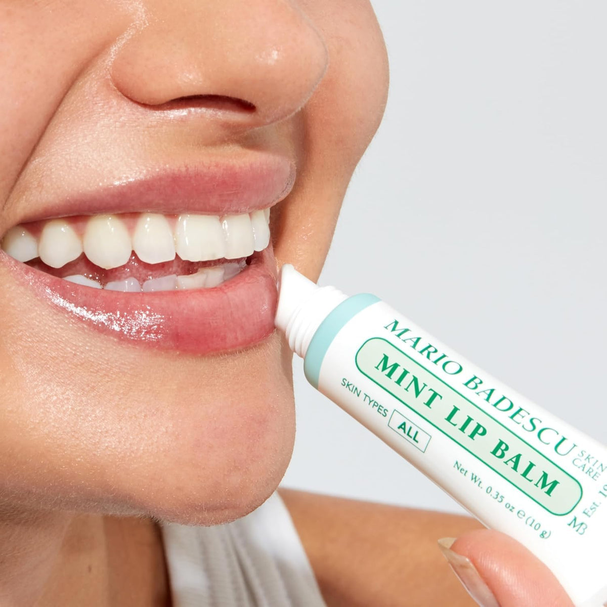 Mario Badescu Mint Lip Balm application on lips