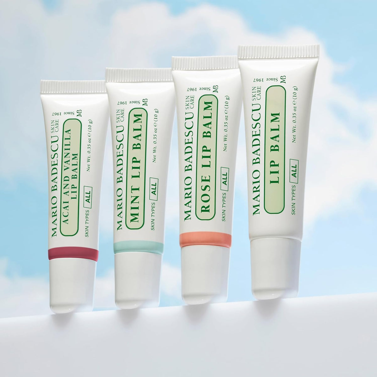Mario Badescu Mint Lip Balm lifestyle scene on a vanity