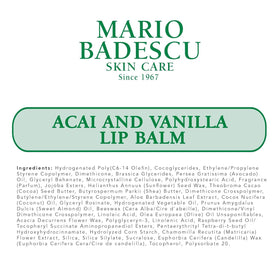 Mario Badescu Moisturizing Acai and Vanilla Lip Balm with peppermint essence