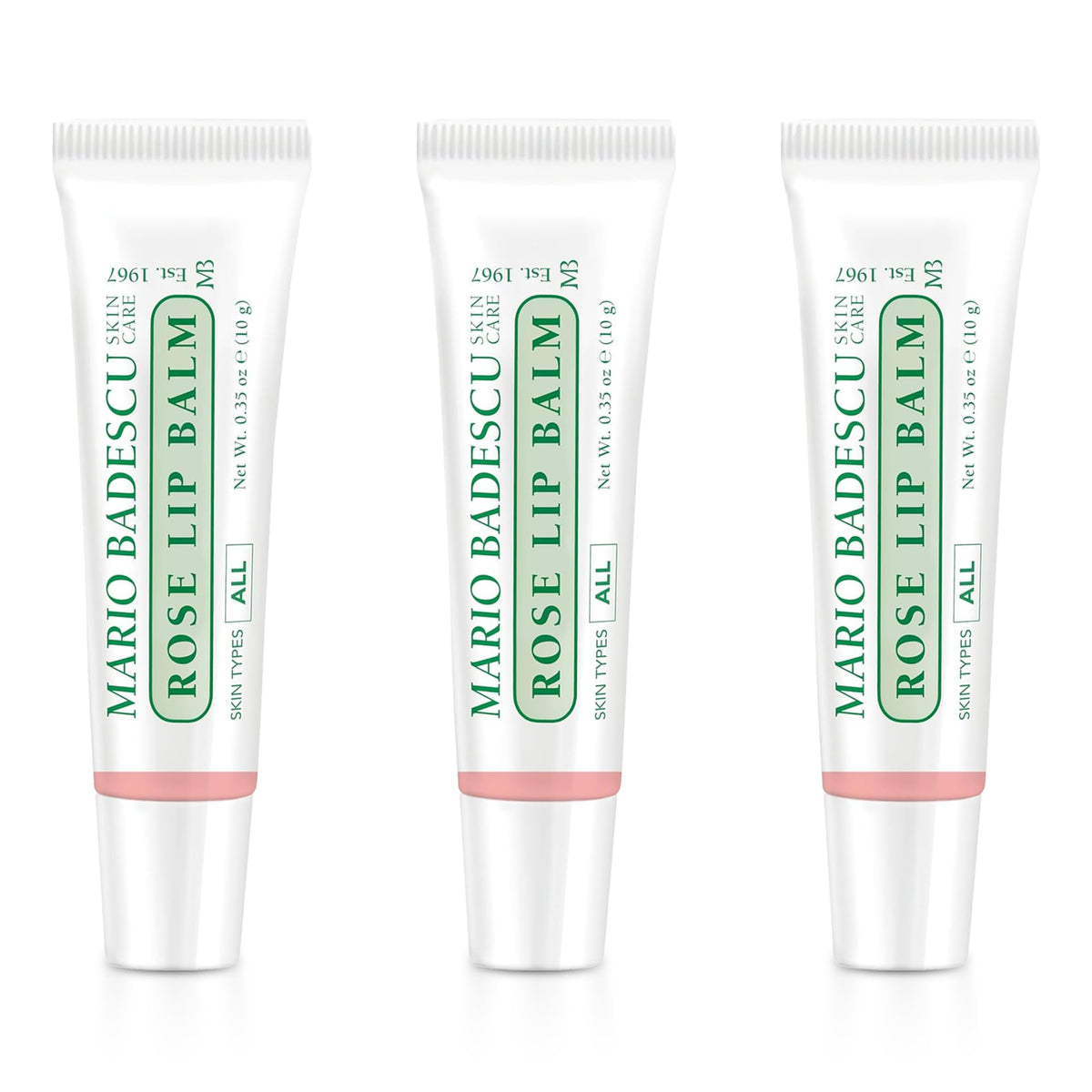 Mario Badescu Moisturizing Rose Lip Balm 3 Pack front view
