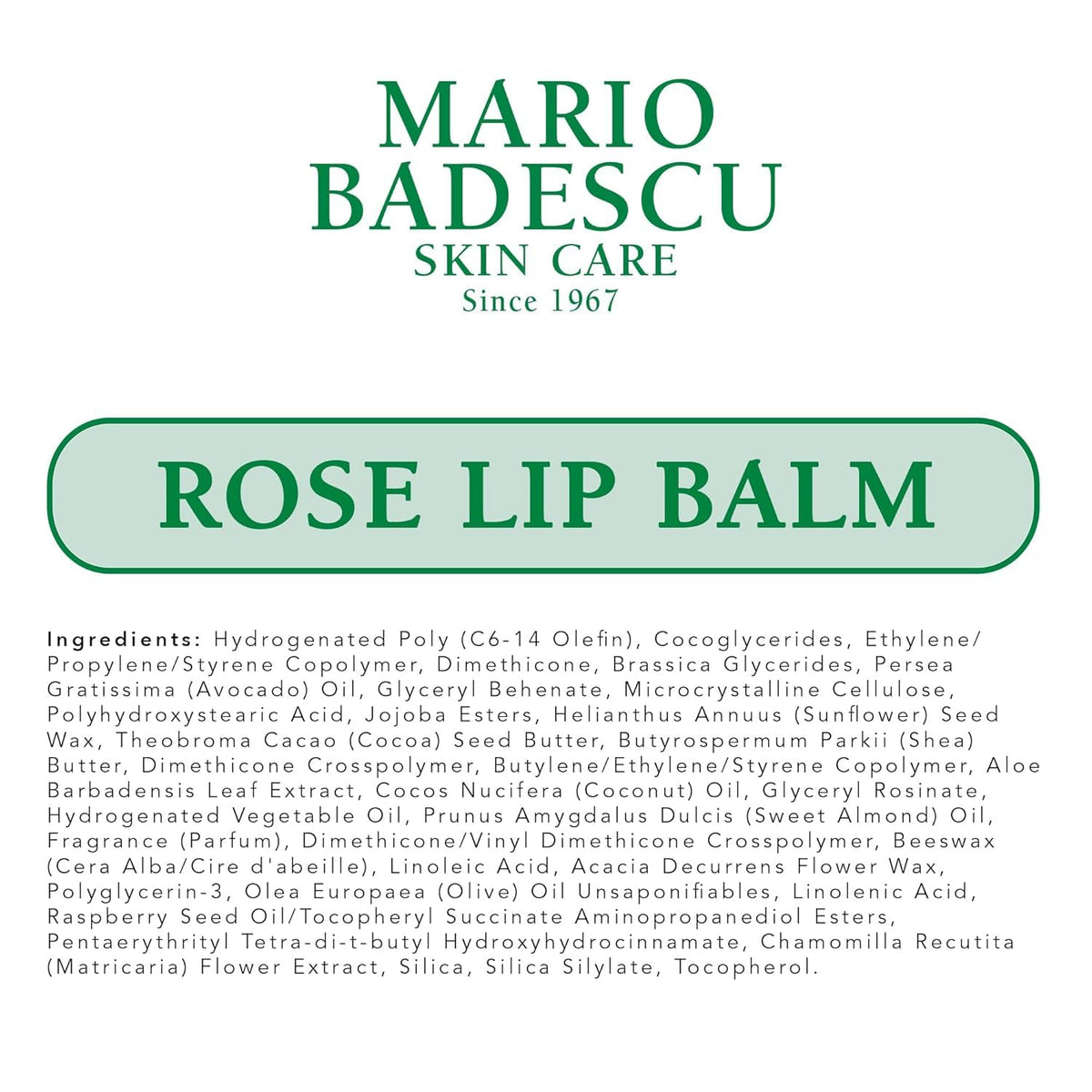 Mario Badescu Rose Lip Balm packaging with floral background