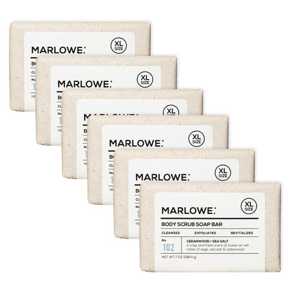 MARLOWE. Body Scrub Soap Bar front view with cedarwood scent