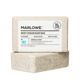 MARLOWE. Body Scrub Soap Bar in Sage + Fir, front view