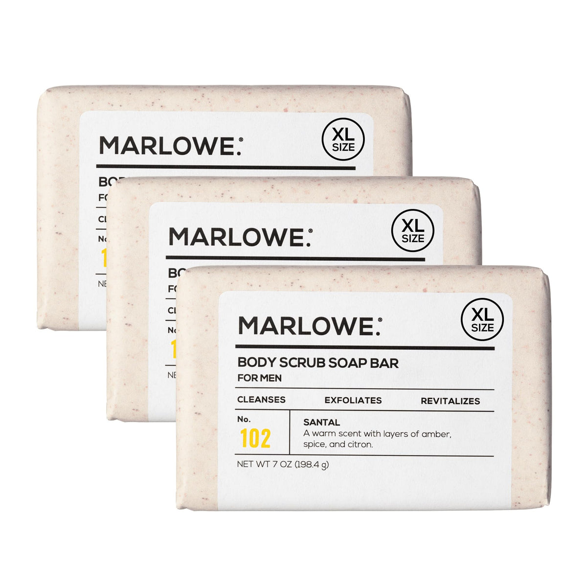 MARLOWE. Body Scrub Soap Bar in Santal, front view
