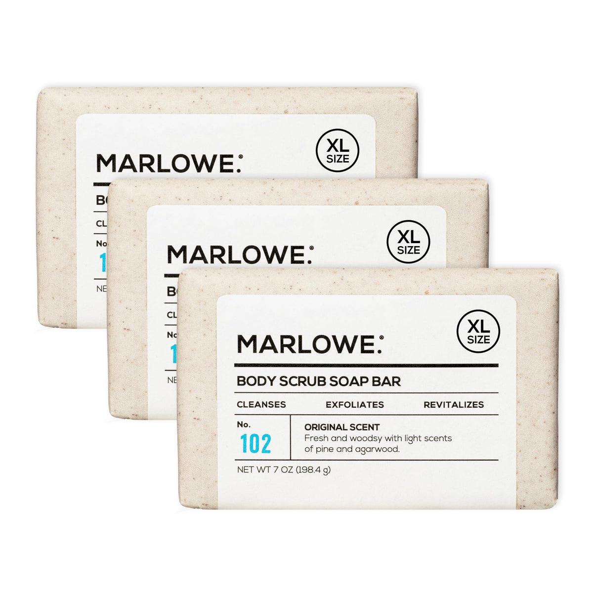 MARLOWE. Body Scrub Soap Bar Sage + Fir front view