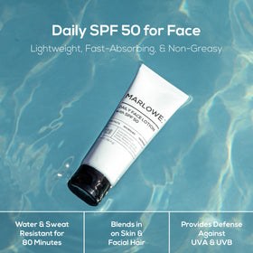 MARLOWE. Face Moisturizer with SPF 50 application on skin