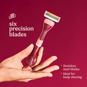 Maroon handle of Dollar Shave Club Women's Razor