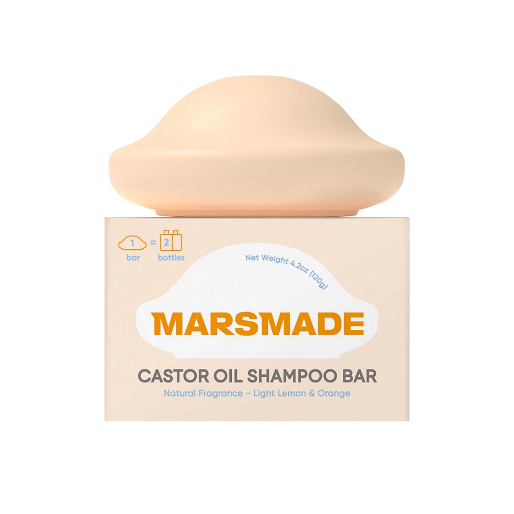 MARS MADE Castor Oil Shampoo Bar front view with packaging