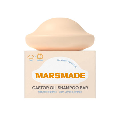 MARS MADE Castor Oil Shampoo Bar front view with packaging