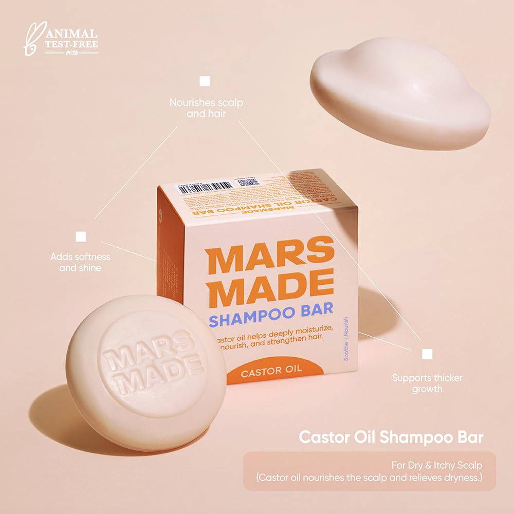 MARS MADE Castor Oil Shampoo Bar in a lifestyle setting