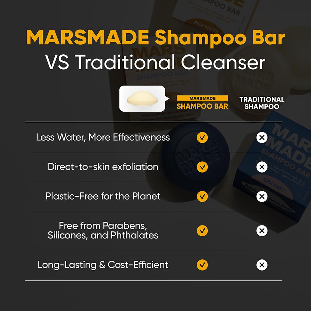 MARS MADE Rice Water Shampoo Bar 2.0 in a bathroom setting