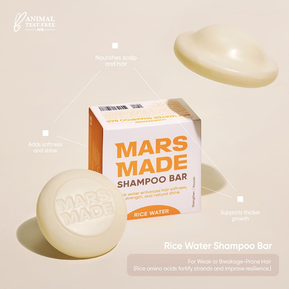 MARS MADE Rice Water Shampoo Bar 2.0 with ingredients