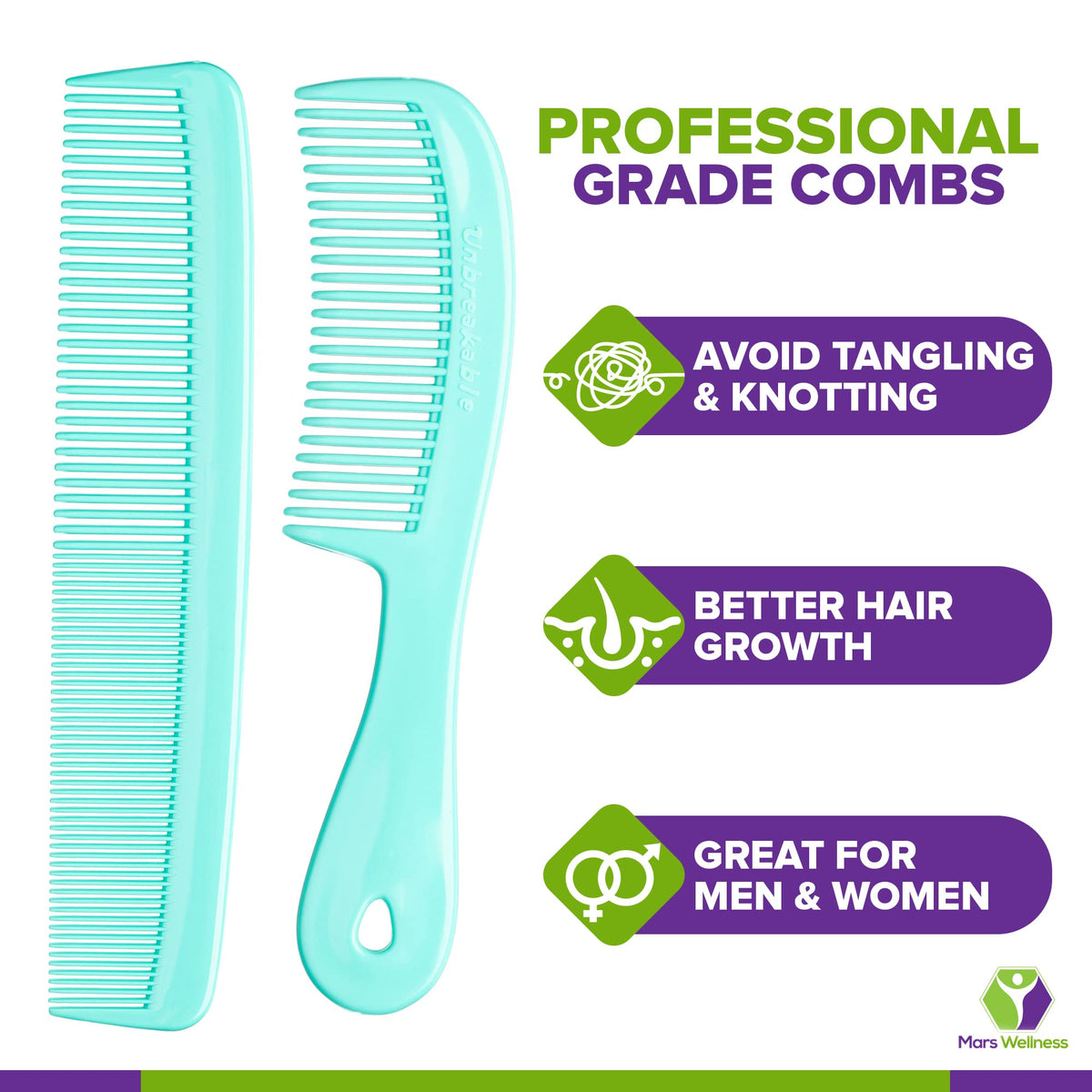 MARS WELLNESS 9-inch Heavy Dresser Comb side view