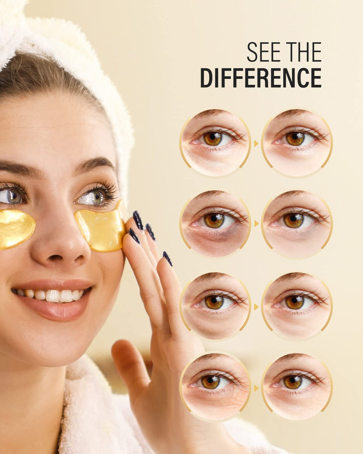 Maskiss 24k Gold Under Eye Patches in use