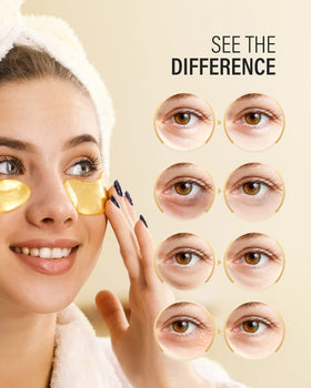 Maskiss under eye patches displayed on a vanity