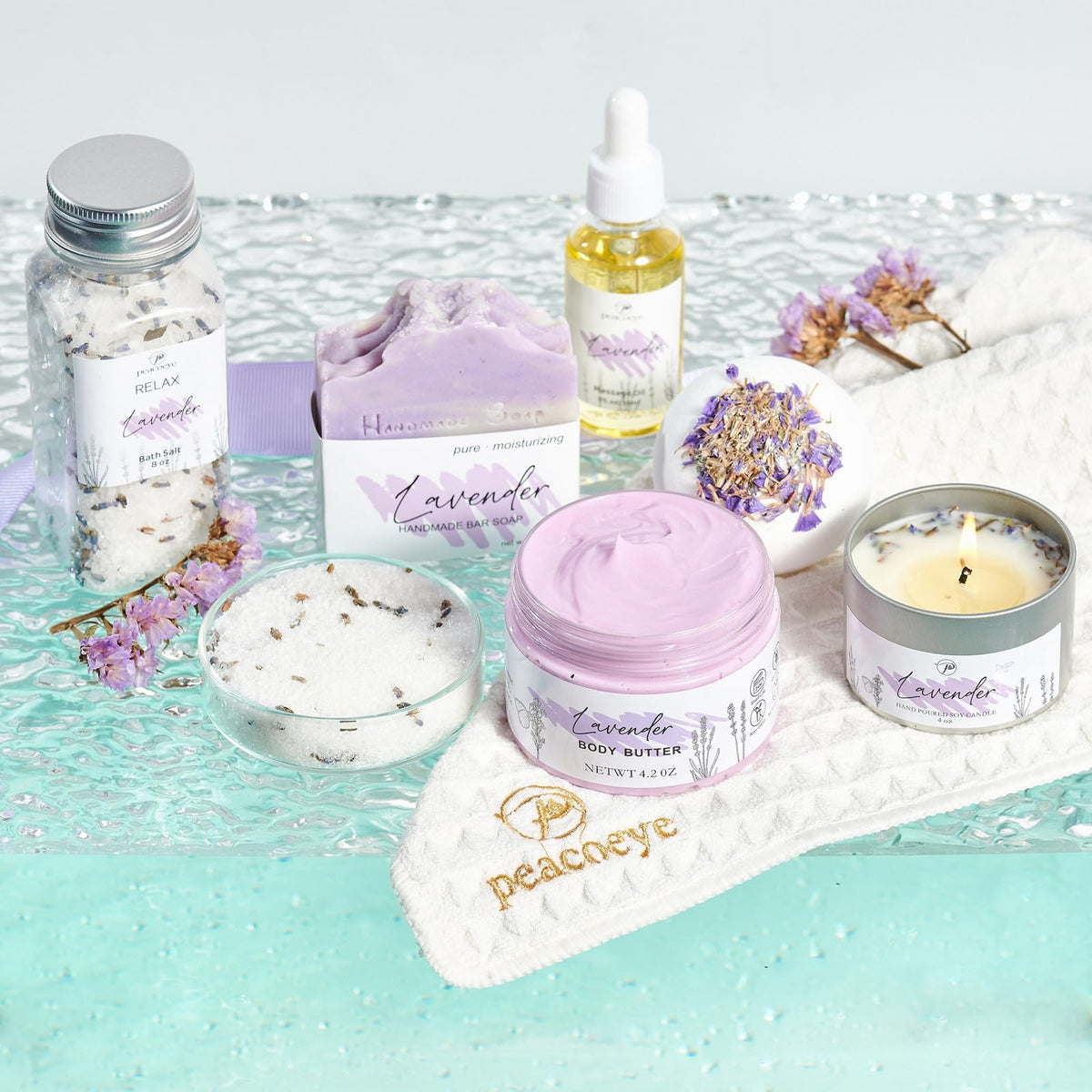 Massage oil from peacoeye Spa Bath Gift Basket