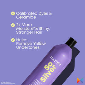 MATRIX So Silver Purple Shampoo 33.8 Fl Oz with lather on hair