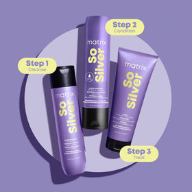 MATRIX So Silver Purple Shampoo with other So Silver Collection products