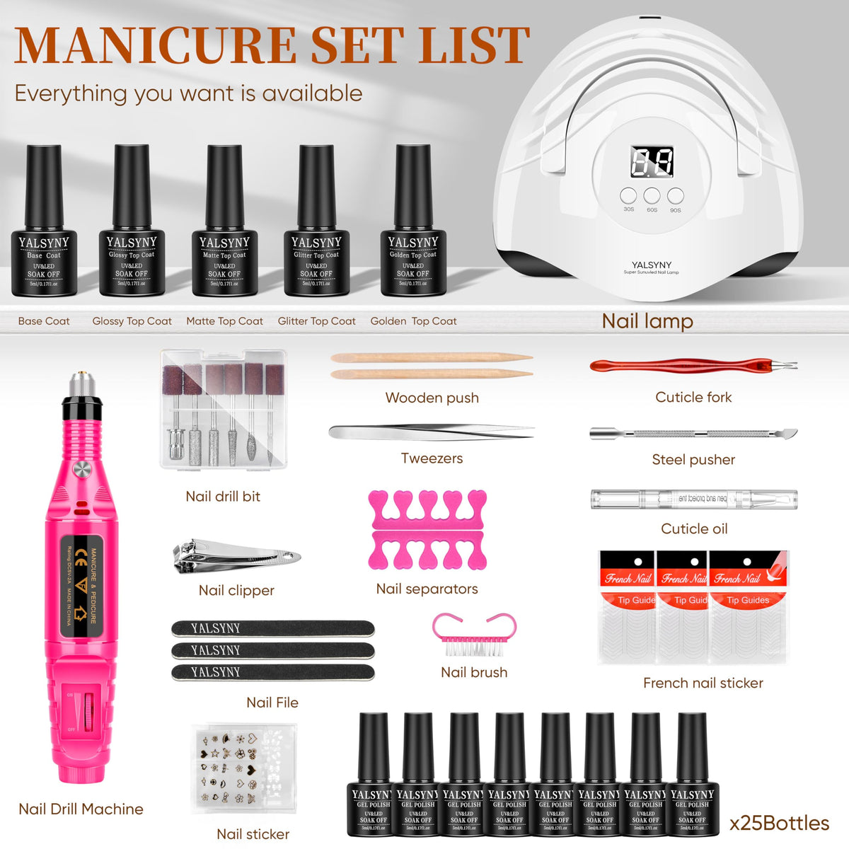 Matte and glossy top coats from YALSYNY nail kit