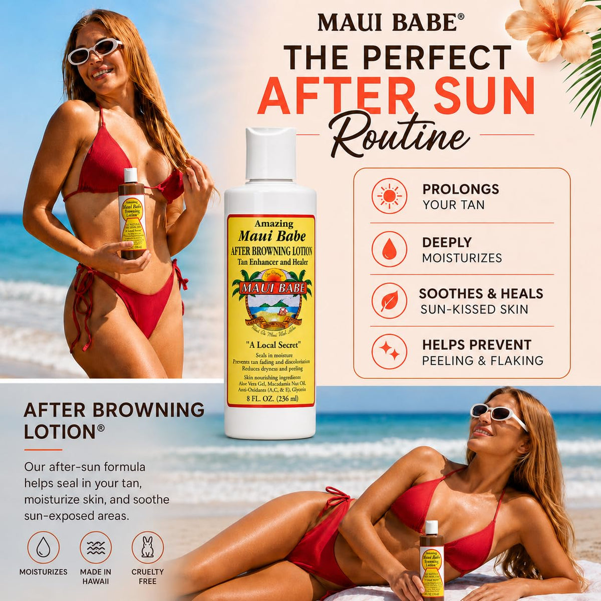 Maui Babe Tanning Pack with tropical background