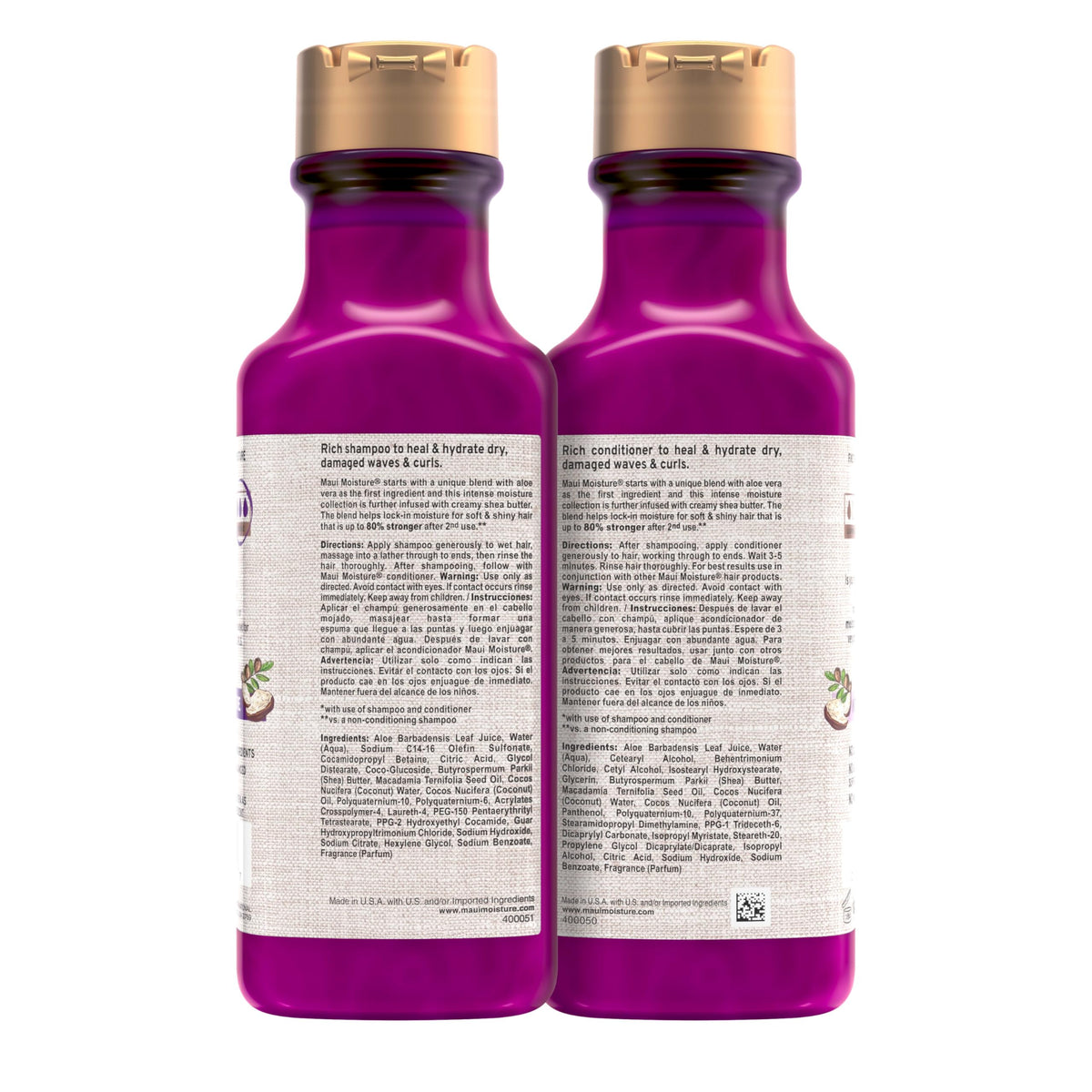Maui Moisture Heal & Hydrate Shea Butter Conditioner application on hair