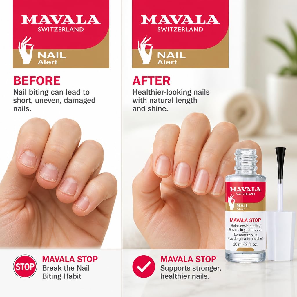 MAVALA Stop Nail Polish bottle with clear enamel appearance