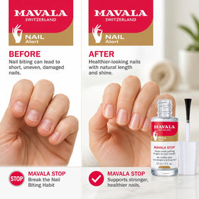 MAVALA Stop Nail Polish bottle with clear enamel appearance
