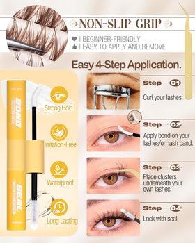 Mavphnee brown lash clusters applied on model