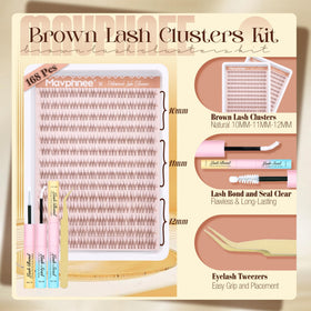 Mavphnee Brown Lash Clusters Kit individual lash clusters close-up