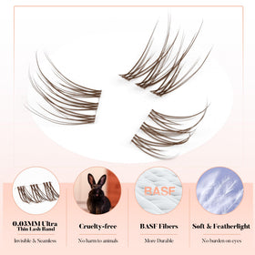 Mavphnee Brown Lash Clusters Kit showing clear lash glue