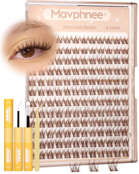 Mavphnee Brown Lash Clusters Kit with 144 lashes in packaging