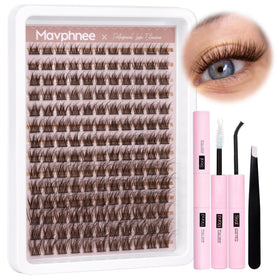 Mavphnee Brown Lash Clusters Kit with 154 pcs in packaging