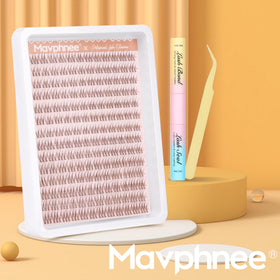 Mavphnee Brown Lash Clusters Kit with lashes arranged neatly