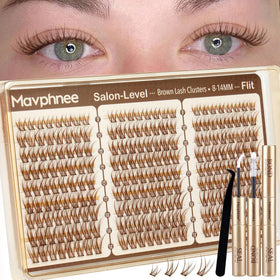 Mavphnee Brown Lash Clusters Kit with various lash lengths