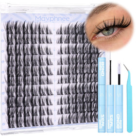 Mavphnee Cat Eye Lash Clusters Kit with spiky lashes and tweezers