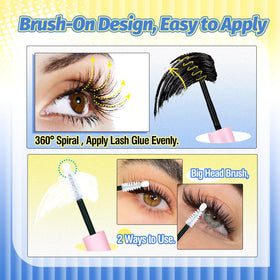 Mavphnee Lash Bond and Seal adhesive bottles on makeup table