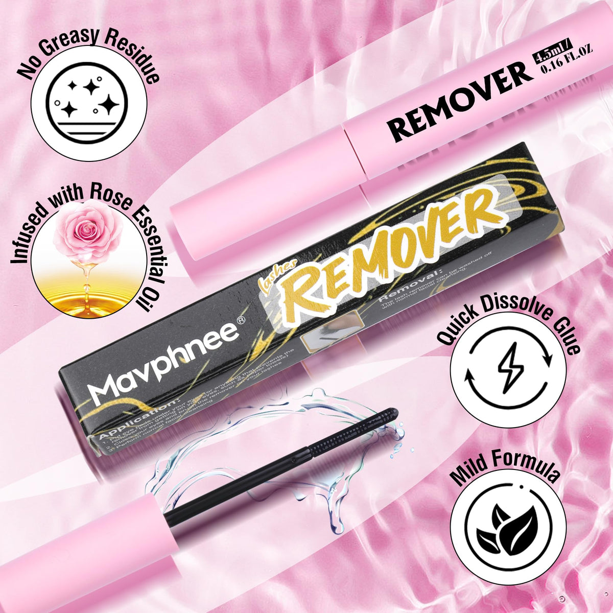 Mavphnee Lash Bond and Seal Kit packaging on a vanity