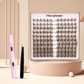 Mavphnee lash clusters displayed in an organized layout