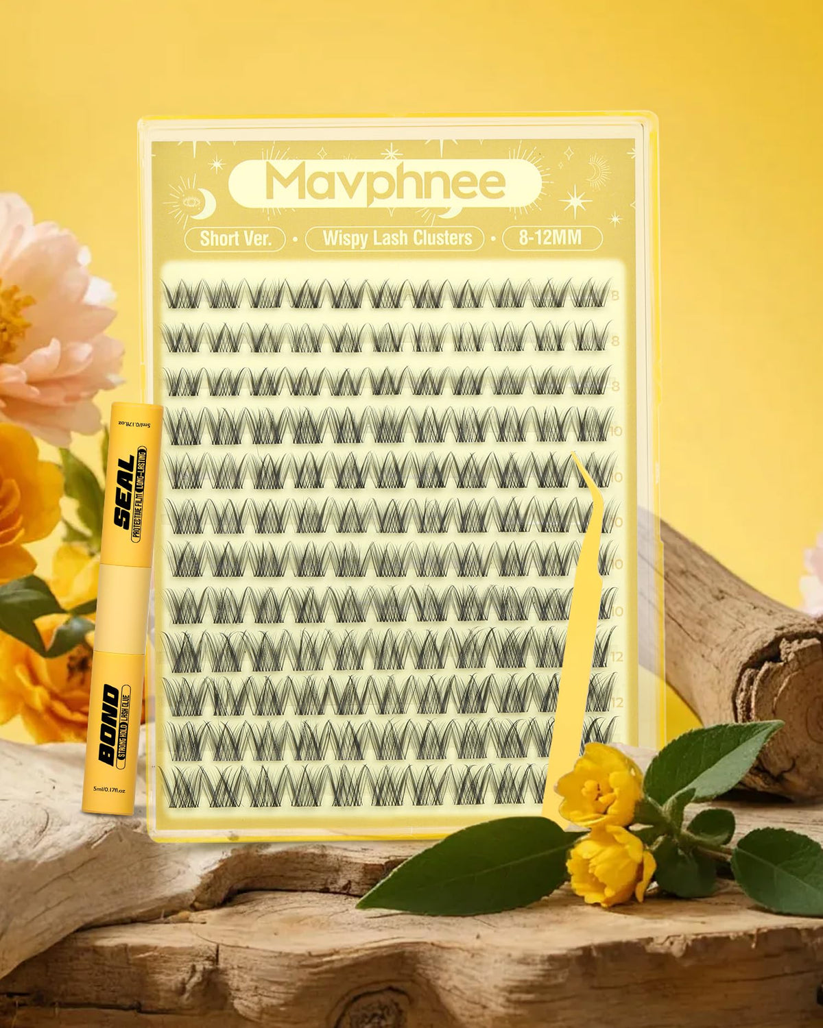 Mavphnee lash clusters in a beauty routine setting