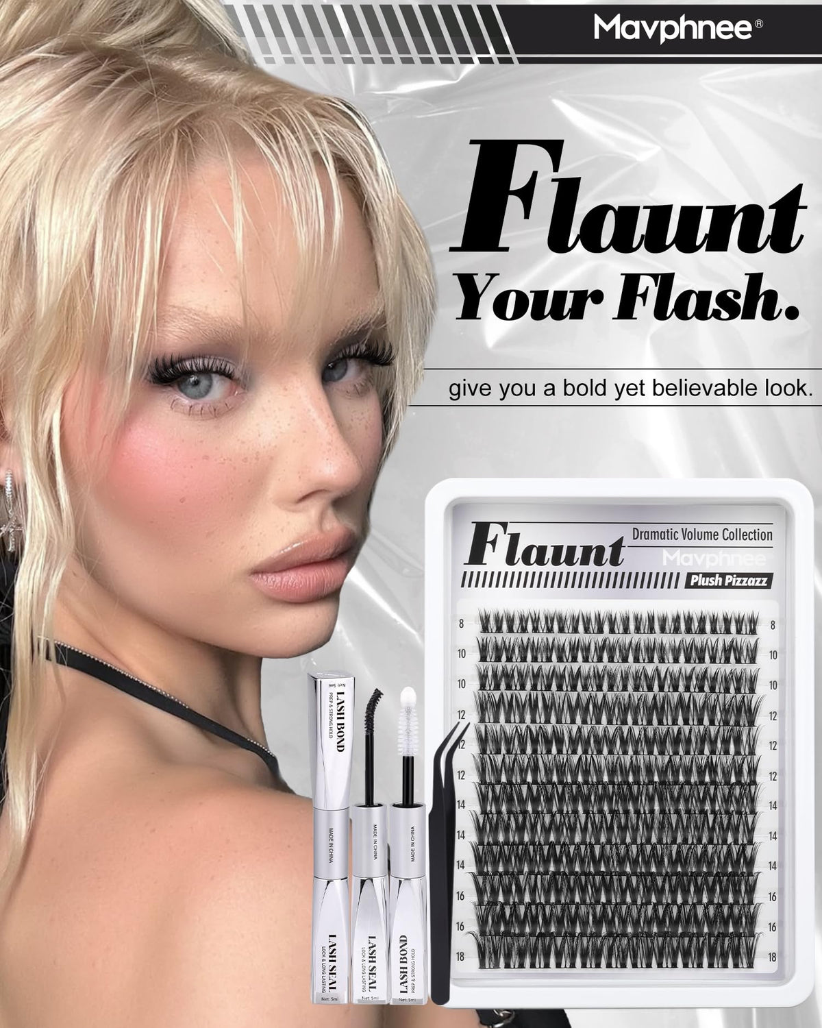 Mavphnee lash clusters in various lengths from 8-18mm