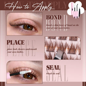 Mavphnee lash clusters kit contents laid out flat