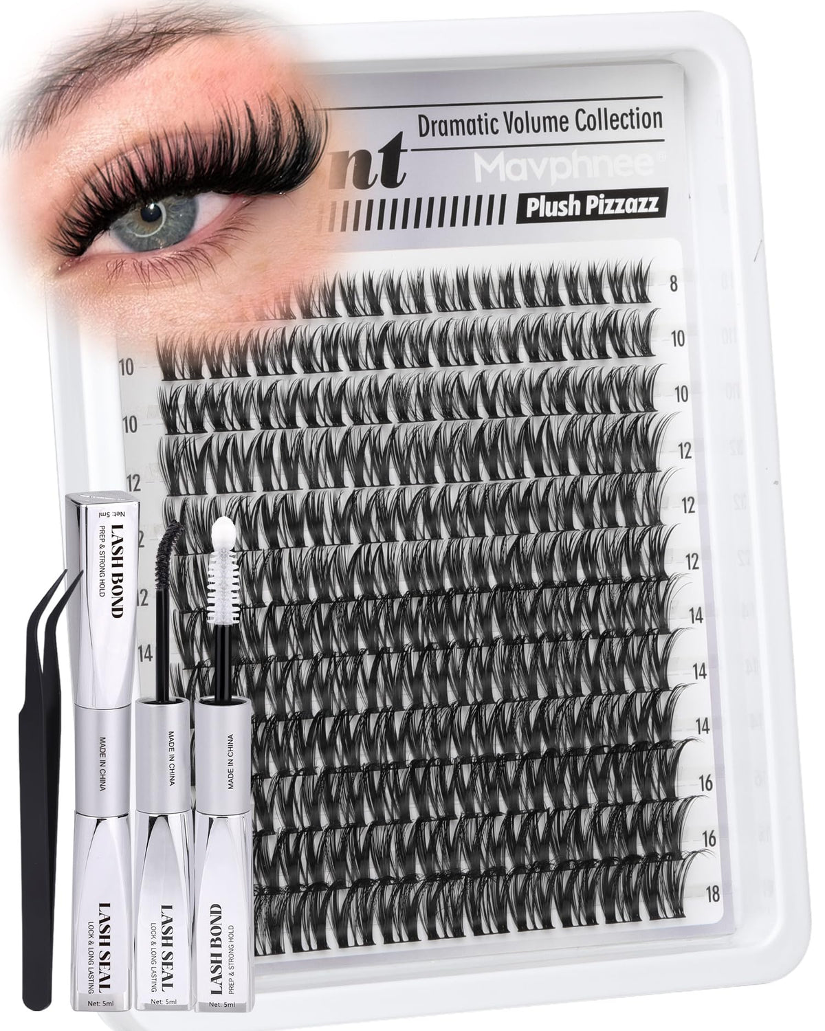 Mavphnee Lash Clusters Kit with 132 pcs wispy lashes
