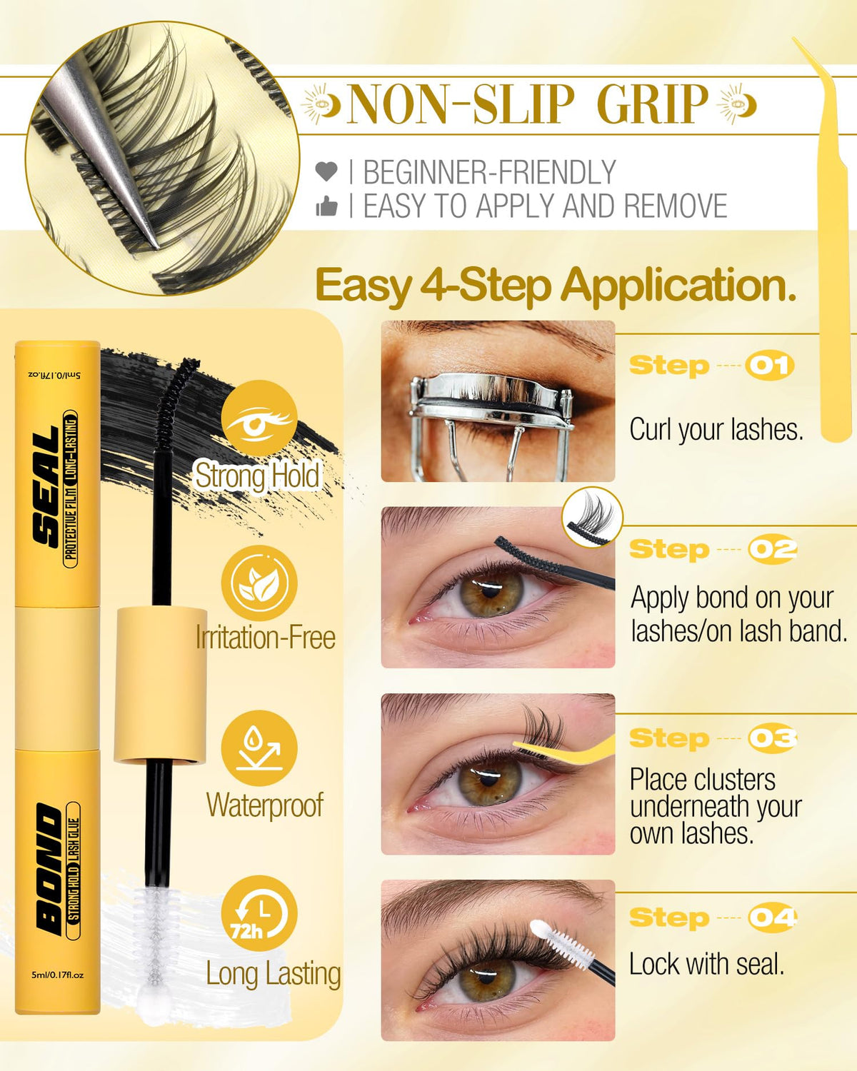 Mavphnee lash clusters kit with tweezers for application
