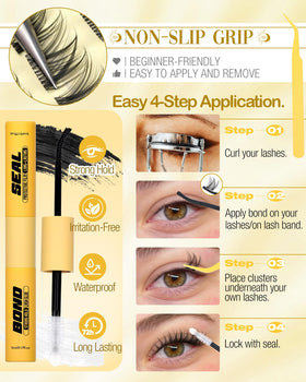 Mavphnee lash clusters kit with tweezers for application