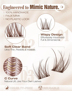 Mavphnee lash clusters with clear band for natural look